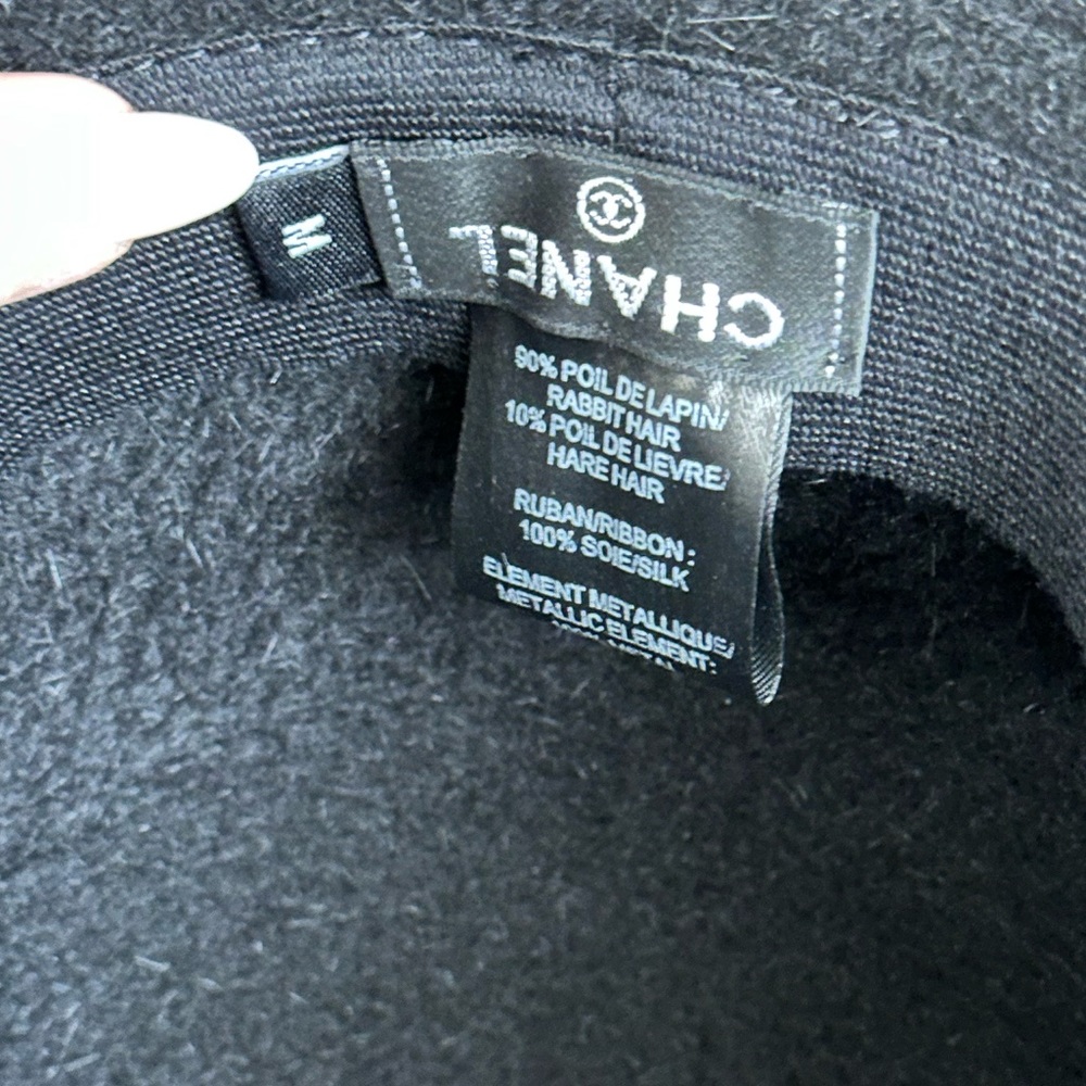 CHANEL Black Wide-Brim Hat with Bow - Picture 3 of 5